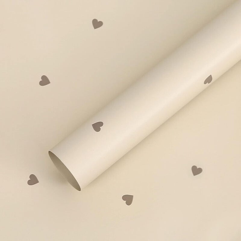 Oakbud 20 Sheets Solid Color Love Heart Flower Wrapping Paper,Waterproof Florist Bouquet Supplies,DIY Crafts,Gift Packaging or Gift Box Packaging, 22.8x22.8Inch (Milk Tea) - Image 1
